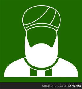 Muslim preacher icon white isolated on green background. Vector illustration. Muslim preacher icon green