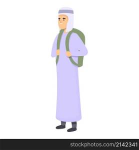 Muslim student icon cartoon vector. Arab teacher. School teacher. Muslim student icon cartoon vector. Arab teacher