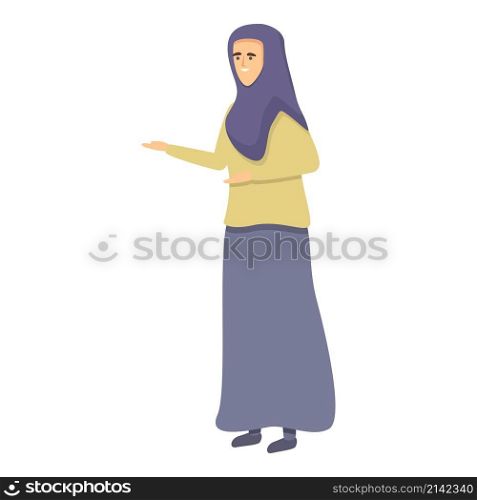 Muslim teacher icon cartoon vector. Online school. Student education. Muslim teacher icon cartoon vector. Online school