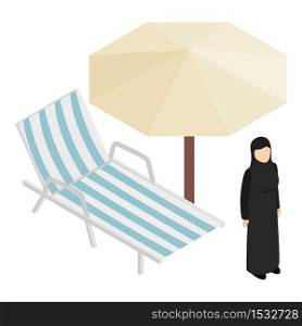 Muslim woman icon. Isometric illustration of muslim woman vector icon for web. Muslim woman icon, isometric style