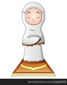 Muslim woman praying isolated on white background
