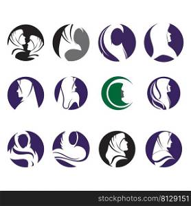 Muslimah hijab Logo template vector illustration design