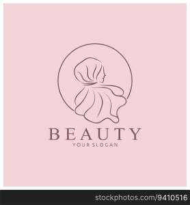 muslimah hijab logo template vector illustration design-vector