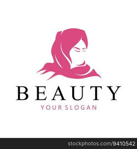 muslimah hijab logo template vector illustration design-vector