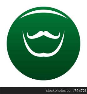 Mustache and beard icon. Simple illustration of mustache and beard vector icon for any design green. Mustache and beard icon vector green