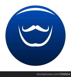 Mustache and beard icon vector blue circle isolated on white background . Mustache and beard icon blue vector