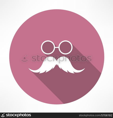 Mustache and Glasses Icon. Flat modern style vector illustration