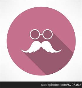 Mustache and Glasses Icon. Flat modern style vector illustration
