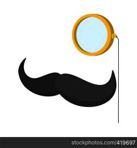 Mustache and pince-nez cartoon icon isolated on white background. Mustache and pince-nezcartoon icon