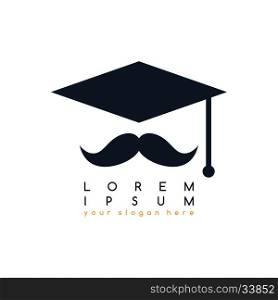 mustache art college graduation hat logo logotype theme vector art