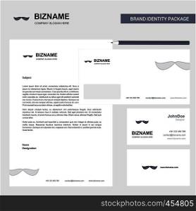 Mustache Business Letterhead, Envelope and visiting Card Design vector template
