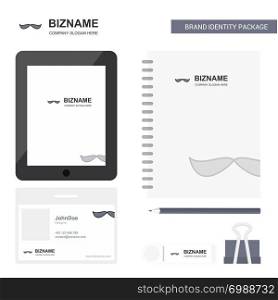 Mustache Business Logo, Tab App, Diary PVC Employee Card and USB Brand Stationary Package Design Vector Template