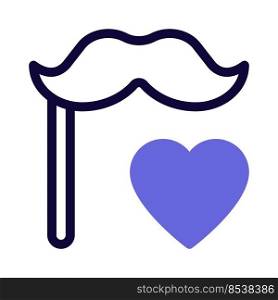 Mustache Disguise with a heart Logotype isolated on a white background