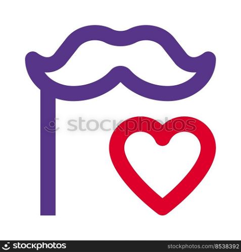 Mustache Disguise with a heart Logotype isolated on a white background