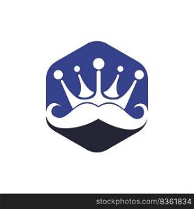 Mustache king vector logo design. Elegant stylish mustache crown logo. 