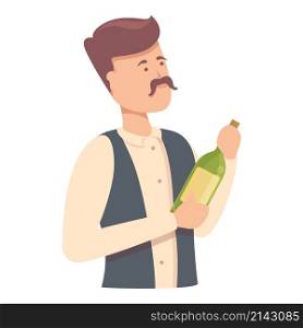 Mustache sommelier icon cartoon vector. Wine alcohol. Woman drink. Mustache sommelier icon cartoon vector. Wine alcohol