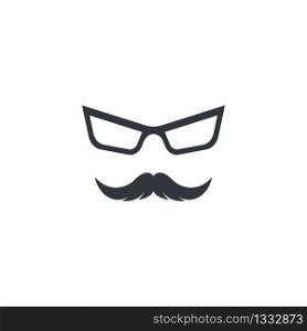 Mustache with glasses logo icon vector illustration