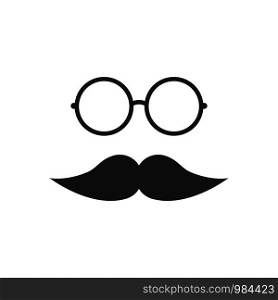 Mustache with retro glasses icons. Vector illustration. Mustache with glasses
