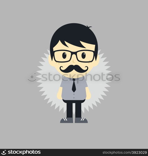 mustache young man theme vector art graphic illustration. mustache young man