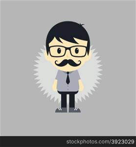 mustache young man theme vector art graphic illustration. mustache young man