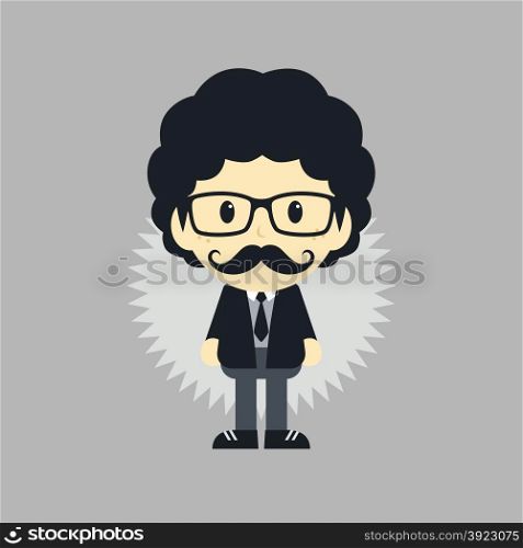 mustache young man theme vector art graphic illustration. mustache young man
