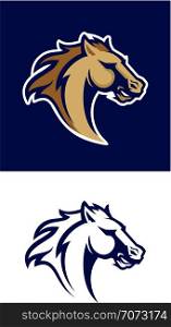 Mustang sport mascot. Horse head logotype. Label. Emblem