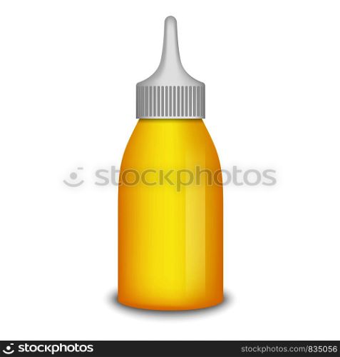 Mustard bottle mockup. Realistic illustration of mustard bottle vector mockup for web design isolated on white background. Mustard bottle mockup, realistic style