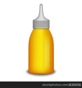 Mustard bottle mockup. Realistic illustration of mustard bottle vector mockup for web design isolated on white background. Mustard bottle mockup, realistic style