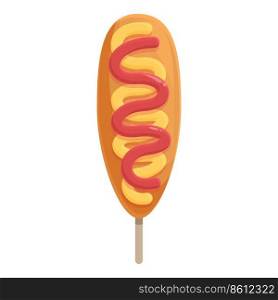 Mustard corn dog icon cartoon vector. Food stick. Sauce fried. Mustard corn dog icon cartoon vector. Food stick