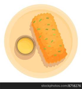 Mustard croquette icon cartoon vector. Fried dish. Snack food. Mustard croquette icon cartoon vector. Fried dish