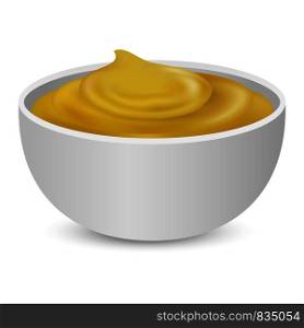 Mustard sauces mockup. Realistic illustration of mustard sauces vector mockup for web design isolated on white background. Mustard sauces mockup, realistic style