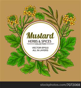 mustard vector frame on color background. mustard vector frame