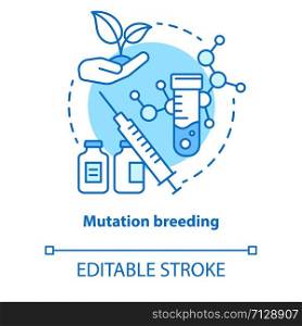 Mutation breeding concept icon. Bioengineering and biotechnology idea thin line illustration. Genetical modification and plant selection. Vector isolated outline drawing. Editable stroke