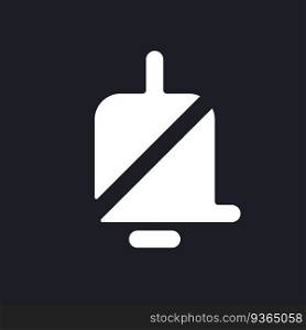 Mute notification sound dark mode glyph ui icon. Phone silent mode. User interface design. White silhouette symbol on black space. Solid pictogram for web, mobile. Vector isolated illustration. Mute notification sound dark mode glyph ui icon