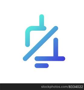 Mute notification sound pixel perfect gradient linear ui icon. Smartphone silent mode. Signal off. Line color user interface symbol. Modern style pictogram. Vector isolated outline illustration. Mute notification sound pixel perfect gradient linear ui icon
