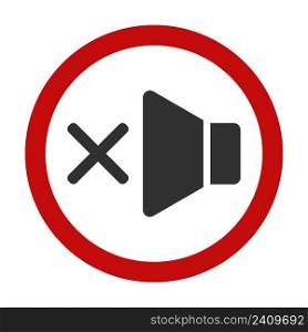 Mute red circle icon no sound stock illustration