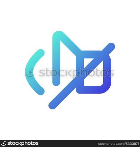 Mute sound pixel perfect gradient linear ui icon. Silent mode. Smartphone ringtone off. Line color user interface symbol. Modern style pictogram. Vector isolated outline illustration. Mute sound pixel perfect gradient linear ui icon