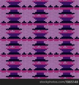 Muted seamless knitting pattern in violet and pink hues, vector pattern as a fabric texture