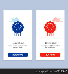 Mutton, Ram, Sheep, Spring Blue and Red Download and Buy Now web Widget Card Template