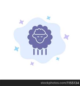 Mutton, Ram, Sheep, Spring Blue Icon on Abstract Cloud Background