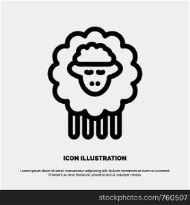 Mutton, Ram, Sheep, Spring Line Icon Vector