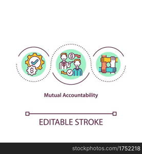 Mutual accountability concept icon. Investment management idea thin line illustration. Business and analysis. Planning and responsibilities. Vector isolated outline RGB color drawing. Editable stroke. Mutual accountability concept icon