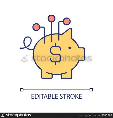 Mutual financial fund RGB color icon. Collect money from different sources. Savings fund. Isolated vector illustration. Simple filled line drawing. Editable stroke. Arial font used. Mutual financial fund RGB color icon