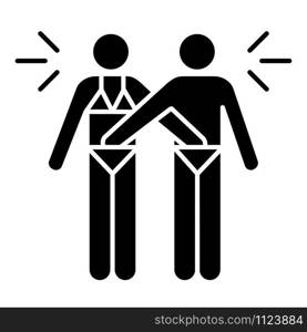 Mutual masturbation glyph icon. Couple sexual acitvity. Man and woman, girlfriend and boyfriend. Erotic play with partner. Safe sex. Silhouette symbol. Negative space. Vector isolated illustration