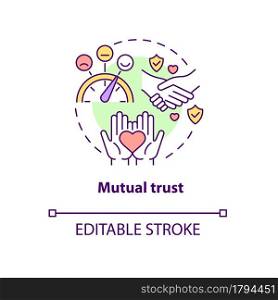 Mutual trust concept icon. Honest communication. Friendship and understanding in relationship abstract idea thin line illustration. Vector isolated outline color drawing. Editable stroke. Mutual trust concept icon