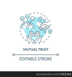 Mutual trust in mature relationship concept icon. Support and communication. Love sharing. Friendship abstract idea thin line illustration. Vector isolated outline color drawing. Editable stroke. Mutual trust in mature relationship concept icon