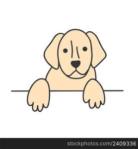 Muzzle labrador doodle style isolated vector illustration. Dog rests its paws on the table. Cute adult pet. Muzzle labrador doodle style isolated vector illustration