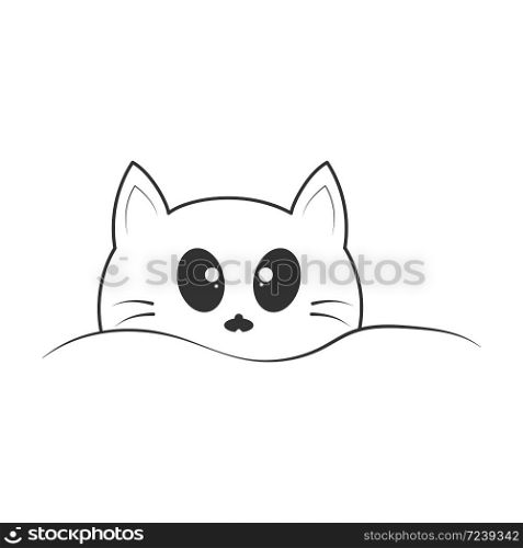 Muzzle of a cute cat. Empty outline for coloring books, scrapbooking, and theme design isolated on a white background