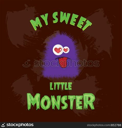 My Sweet Little monster card design vector