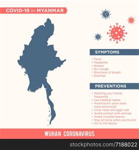 Myanmar - Asia Country Map. Covid-29, Corona Virus Map Infographic Vector Template EPS 10.